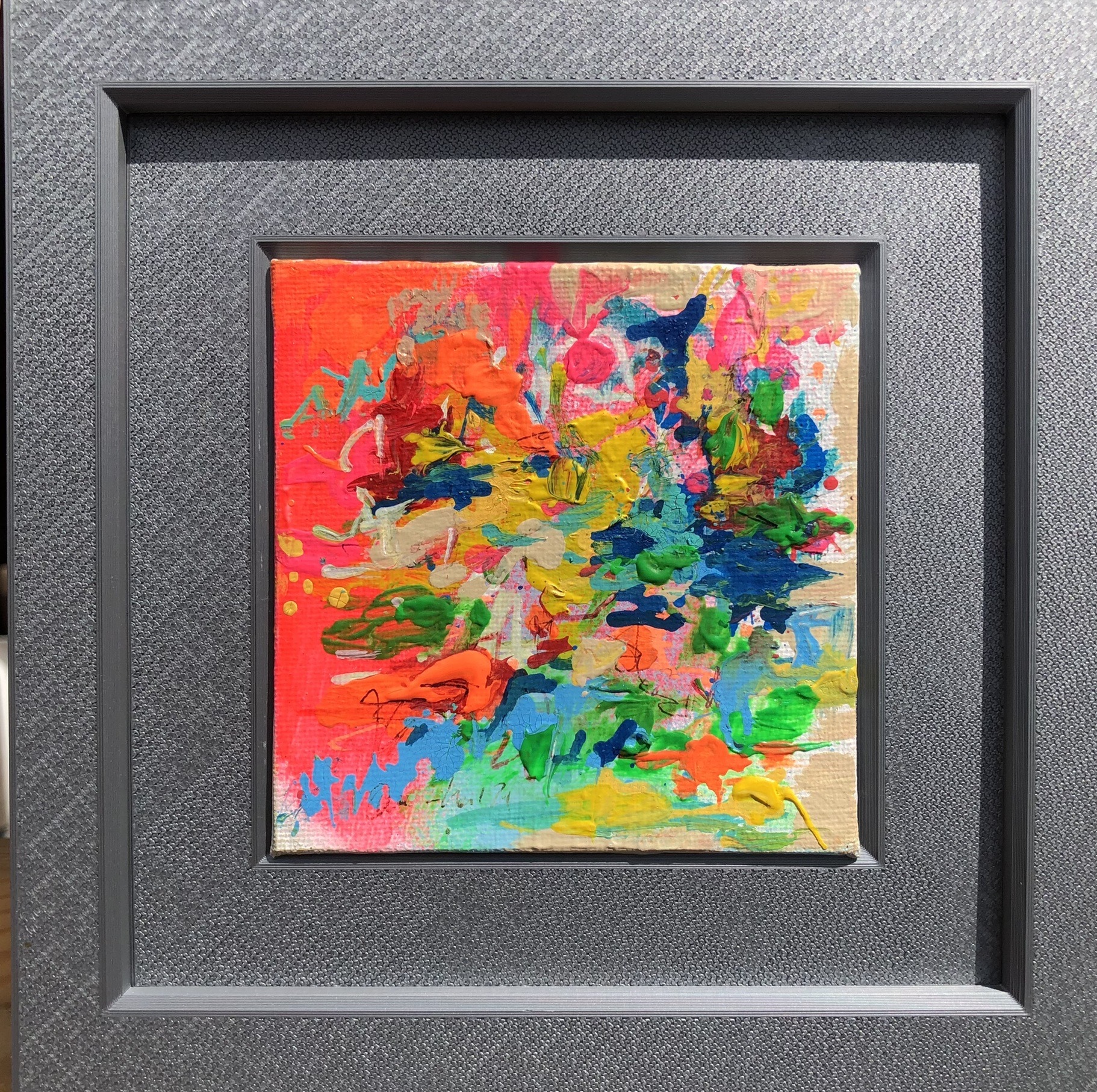 Picture "Set Tiny Artworks "Sunny", three unique pieces incl. frame" (2021)