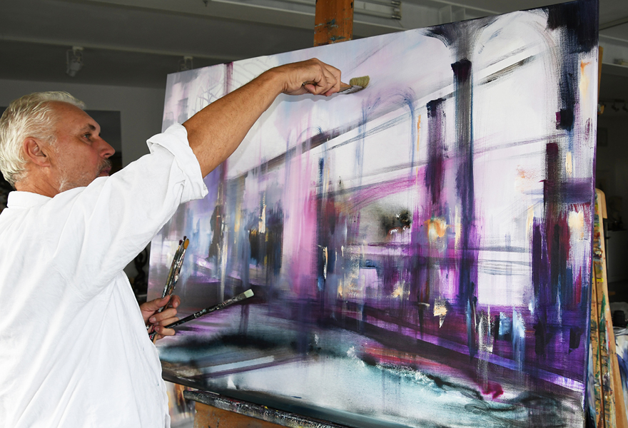 Creation of a new painting in Robert Hettich's studio