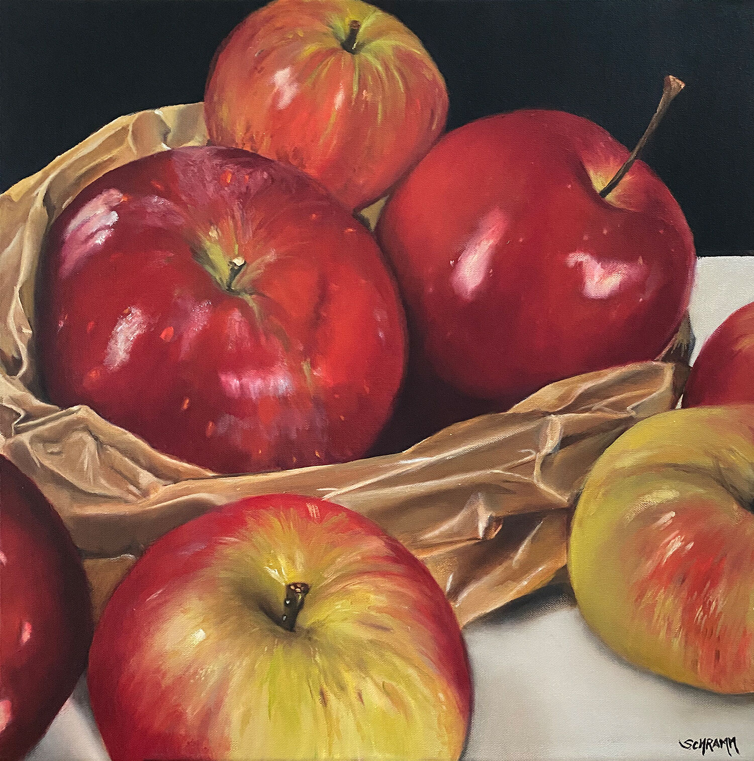 Bild "Äpfel in Papiertüte | Apples in paperbag   (Werk-Nr. 220101)" (2022)