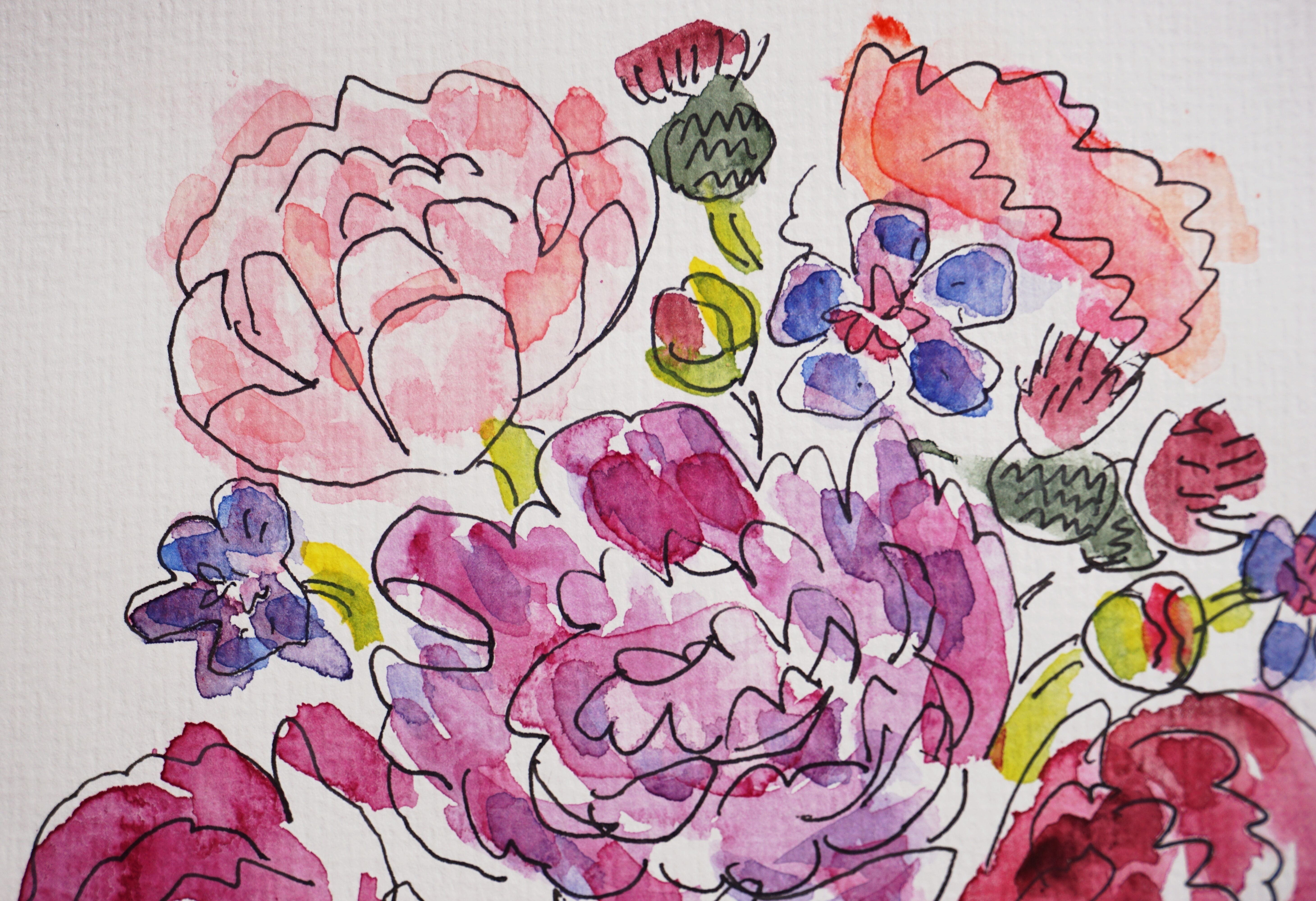Bild "Purple, pink, red and blue flowers" (2024)