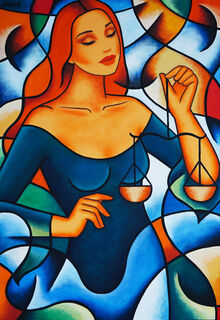 Picture "Modern painting Woman - Zodiac Libra - Canvas painting" (2022)