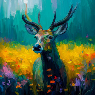 Picture "Roebuck in summer meadow" (2023)