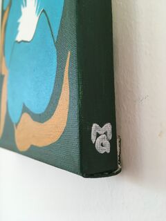 Picture "Set of three "Flowers in orange, pink and turquoise" (2023)