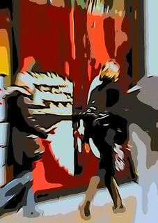 Picture "Woman on red background" (2025)