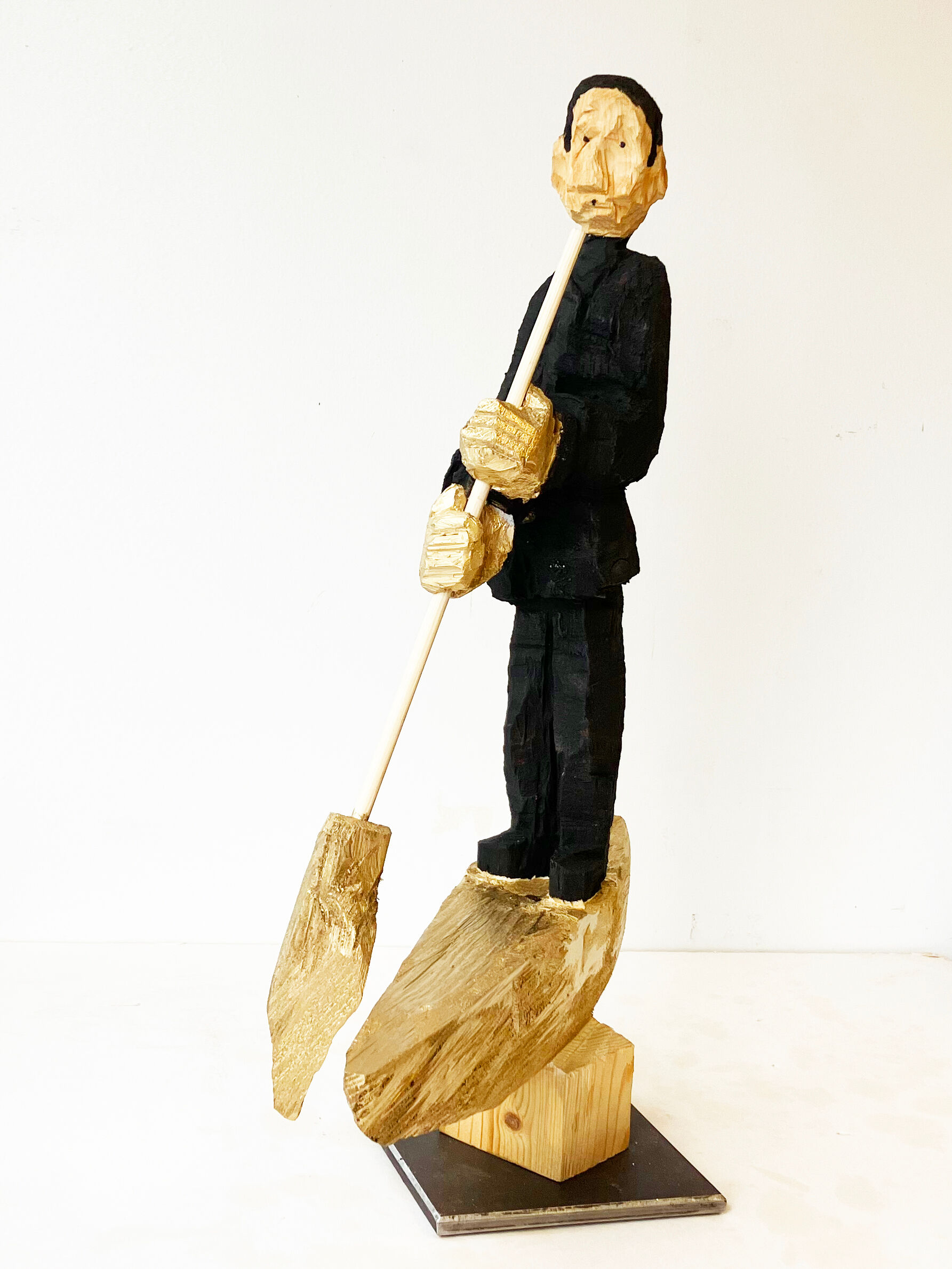 Sculpture "Ferryman in gold plated boat (24 carat)" (2023)