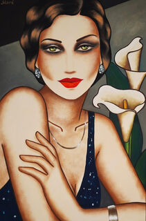 Picture "Original painting - "Timeless Elegance" - Woman with flowers" (2023)