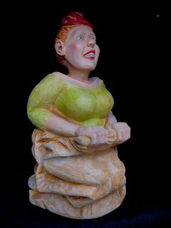 Sculpture "Hilda doing the sack race" (2024)