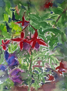 Bild "Fuchsien und Storchschnabel" (2021)