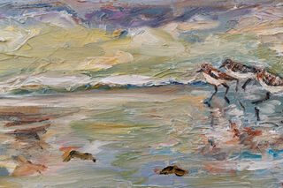 Picture "On the beach / five sanderlings" (2022)