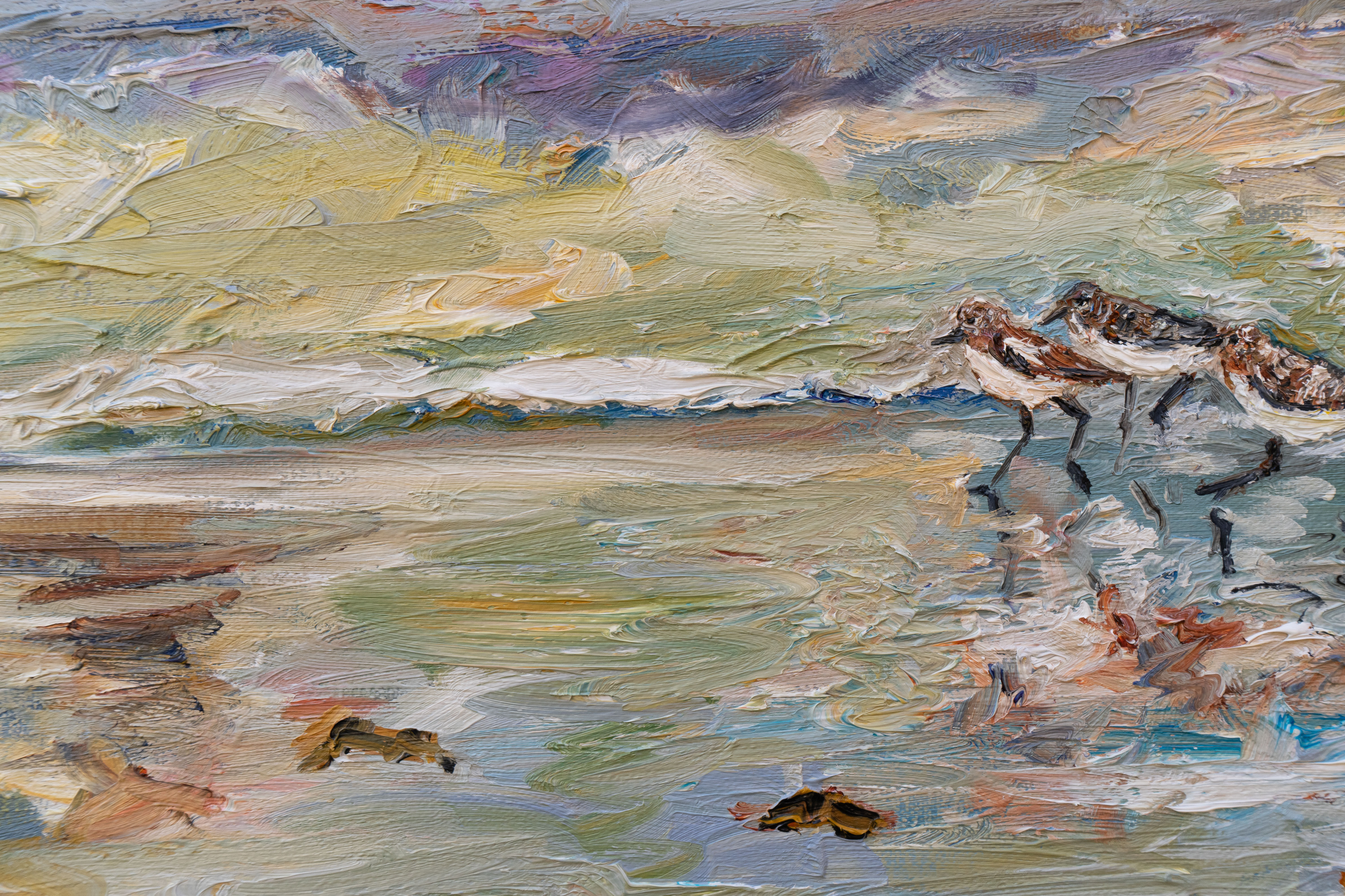 Picture "On the beach / five sanderlings" (2022)