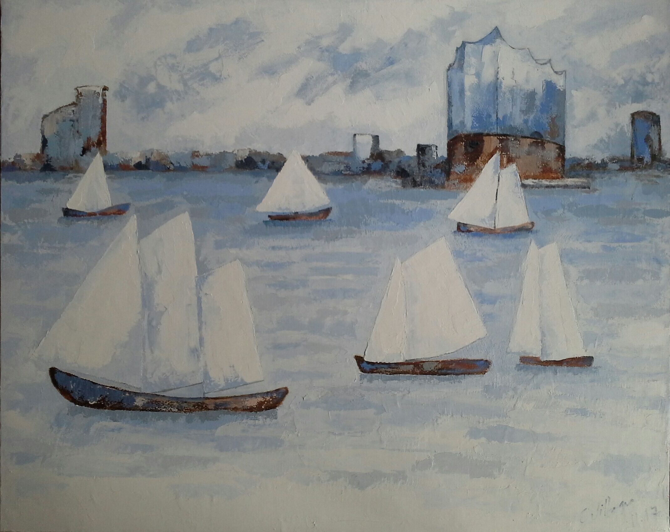 Picture "Sailboats in the harbor birthday" (2017)