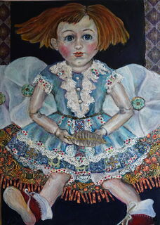 Picture "Old doll with lace dress" (2022)