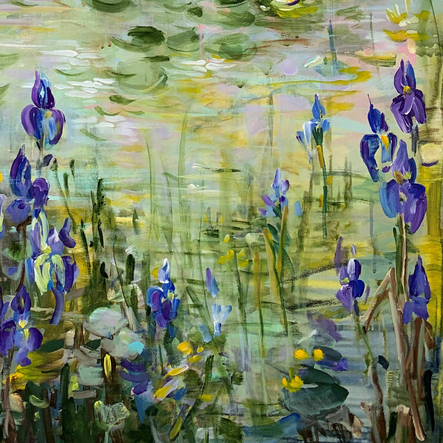 Bild "Blue irises at the pond III" (2023)