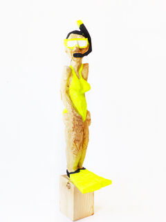 Sculpture "Neon snorkeler yellow" (2023)