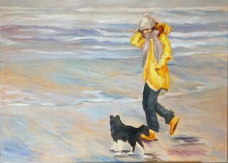 Bild "Strandspaziergang mit Hund" (2023)