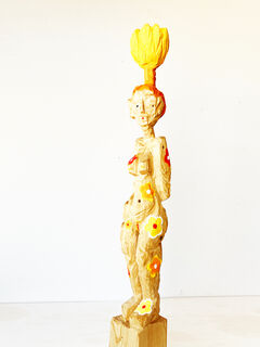 Sculpture "Spring, nude with yellow tulip" (2020)