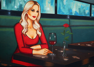 Bild "„Red Rose“ aus der Serie "Kunst und Wein", Originalgemälde" (2025)