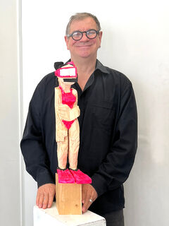 Skulptur "Neonpink Schnorchlerin" (2025)