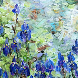 Bild "Blue irises at the pond" (2023)