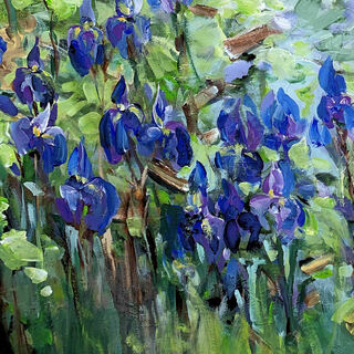 Bild "Blue irises at the pond" (2023)