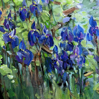 Picture "Blue irises at the pond" (2023)