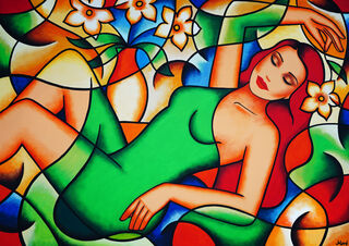 Picture "Original painting - Free as the waves - Lying woman" (2023)