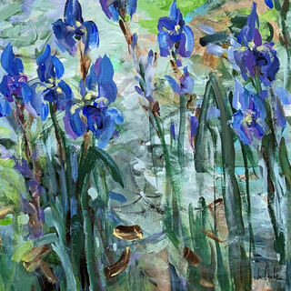 Picture "Blue irises at the pond" (2023)