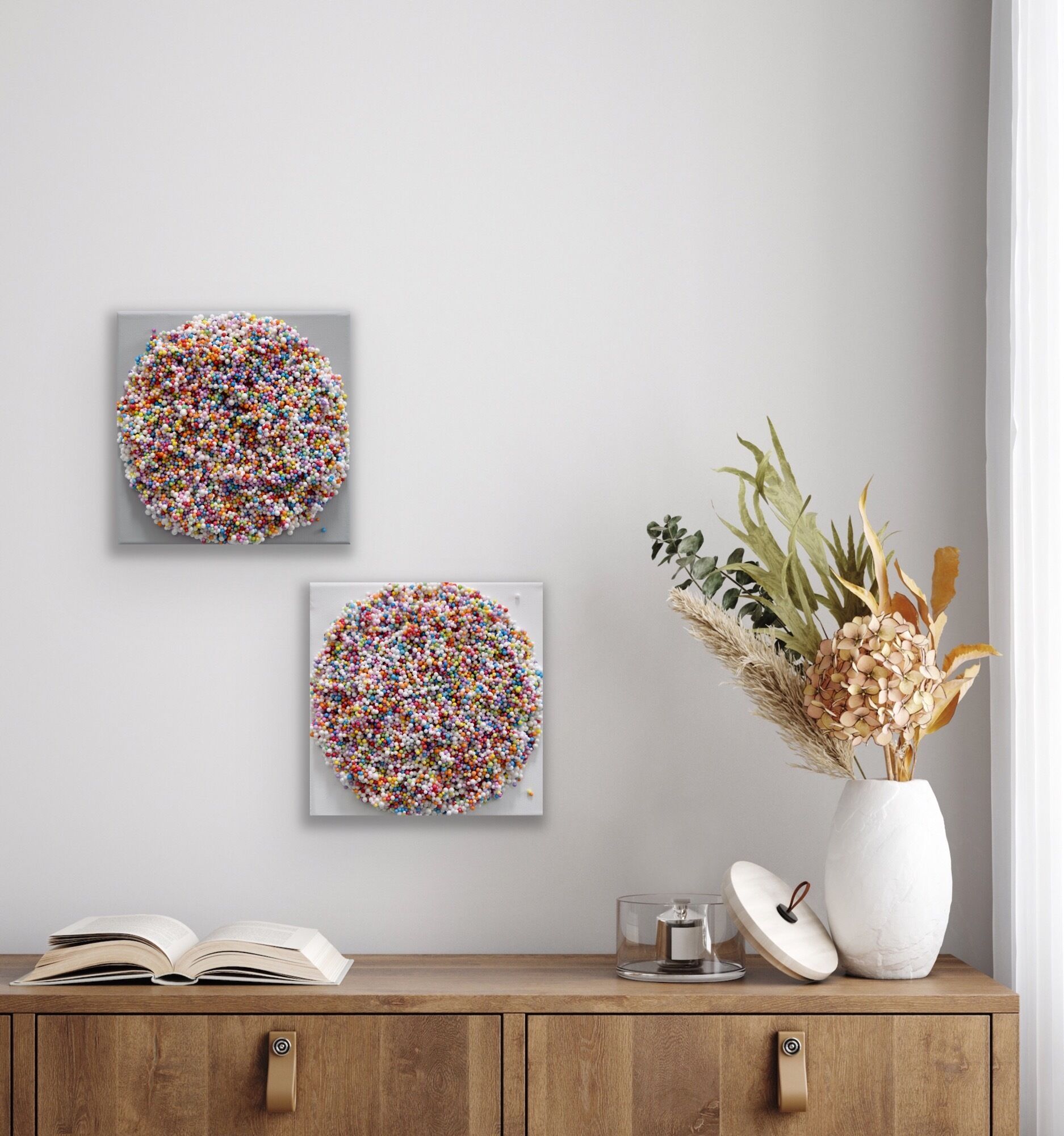 Sculpture "Colorful Mini Dots! Diptych" (2024)