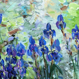 Bild "Blue irises at the pond" (2023)