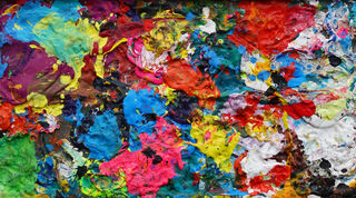 Picture "Arena - colorful, large paint box, abstract art" (2023)
