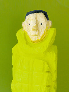 Sculpture "Neon yellow down jacket" (2022)