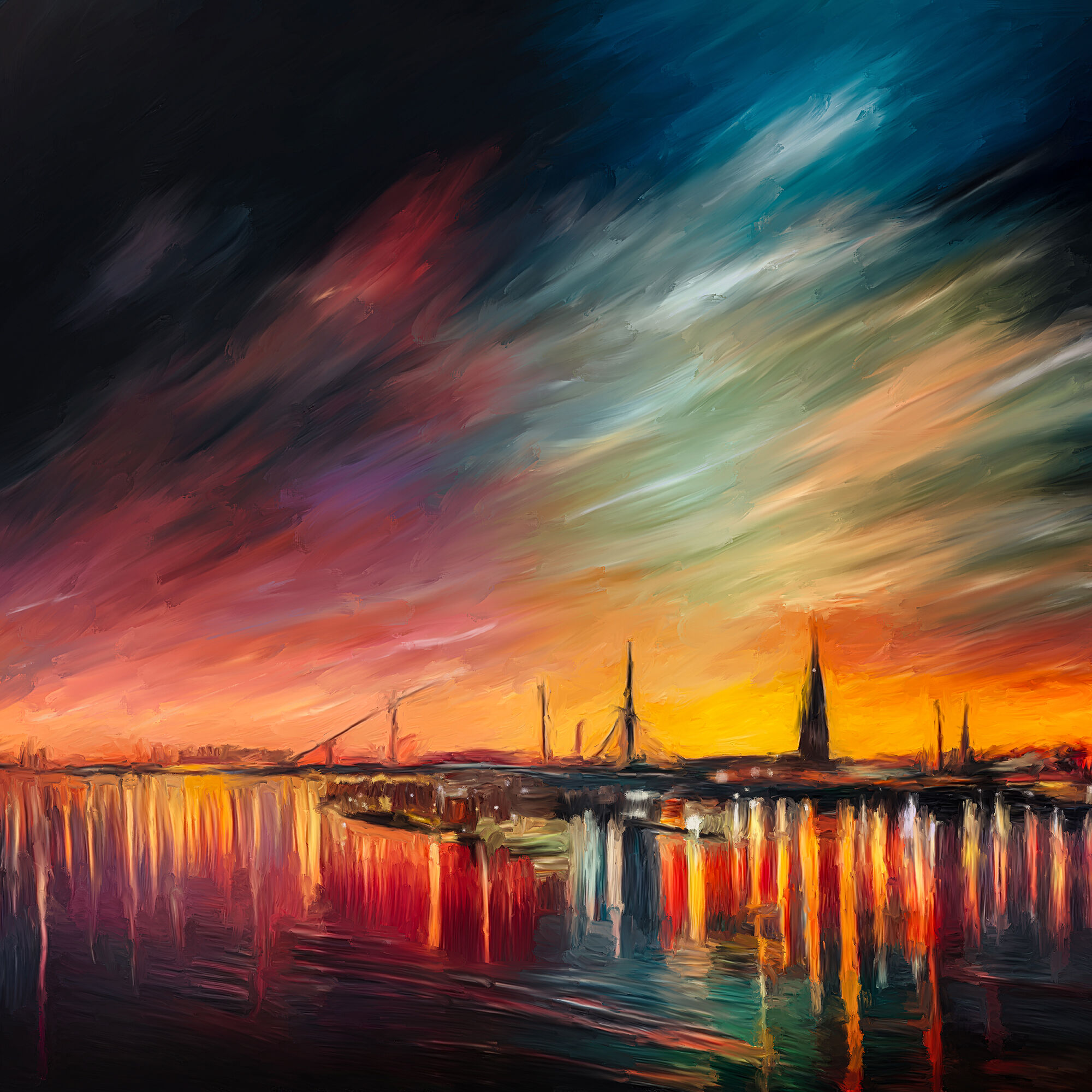 Picture "Evening atmosphere in the harbor" (2023)