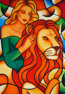 Picture "Modern painting - Zodiac Leo - picture woman hand painted" (2022)