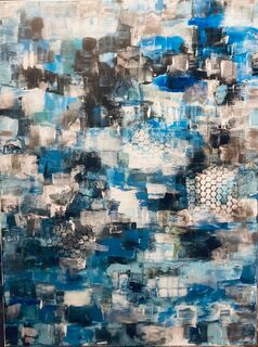 Bild "Tiefblaue Reflexionen-Abstrakte Harmonie in Blau" (2024)