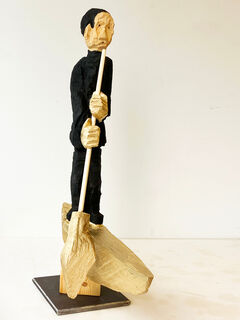 Sculpture "Ferryman in gold plated boat (24 carat)" (2023)