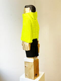 Sculpture "Neon yellow down jacket" (2023)