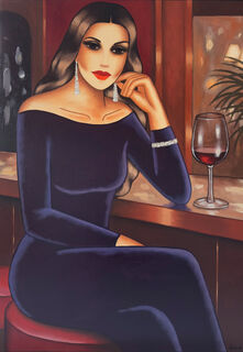 Bild "Rotwein Nostalgie" - Kunst und Wein - Original" (2025)