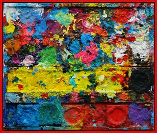 Bild "Arena - bunter, großer Farbkasten, abstrakte Kunst" (2023)