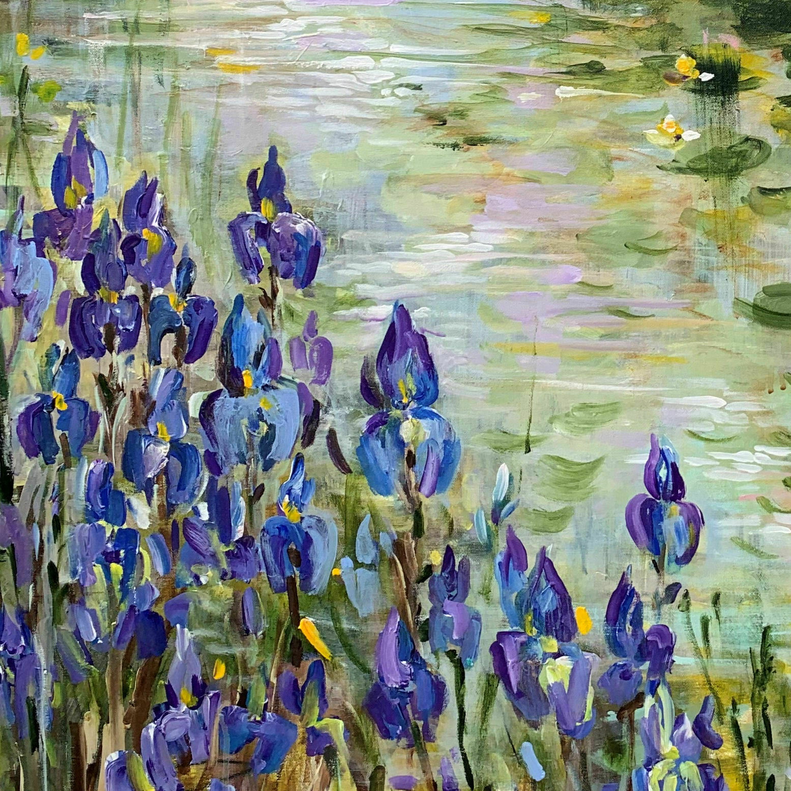 Picture "Blue irises at the pond III" (2023)