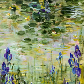 Bild "Blue irises at the pond III" (2023)