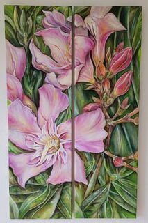 Bild "Oleander #2 Diptychon" (2023)