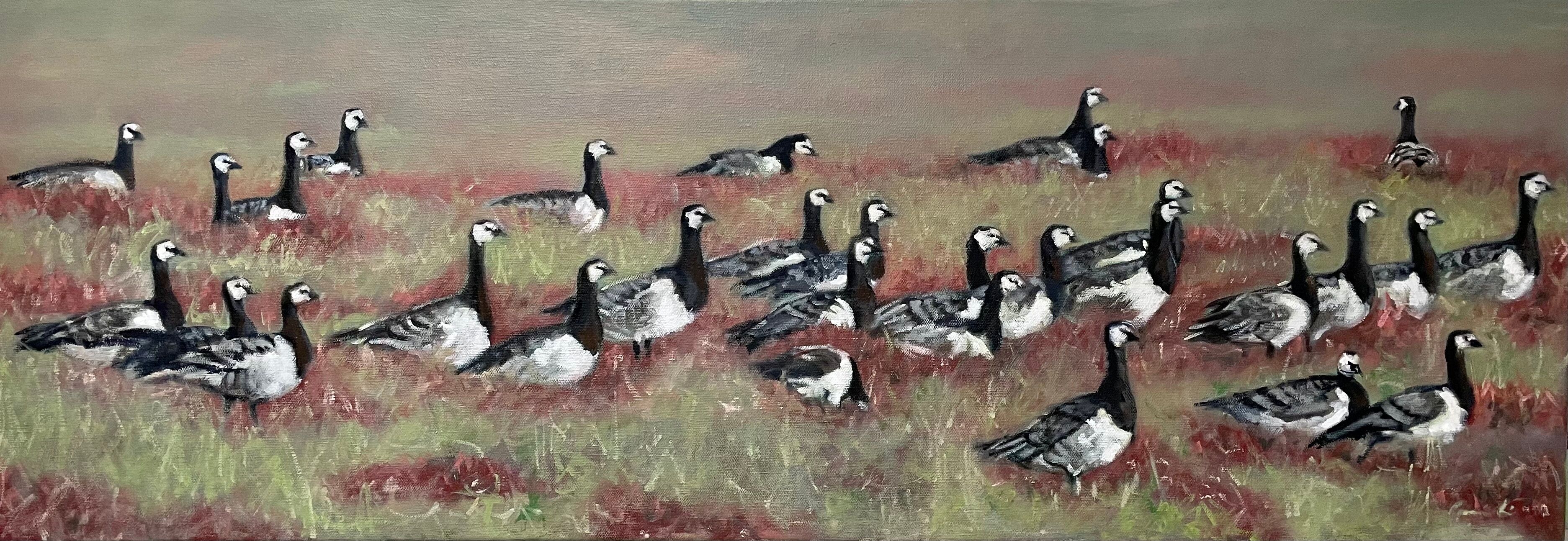 Picture "Resting white-cheeked geese" (2023)