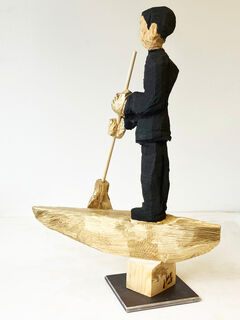 Sculpture "Ferryman in gold plated boat (24 carat)" (2023)