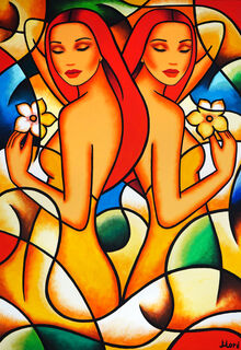 Picture "Modern painting - Zodiac sign Gemini - Two women" (2022)