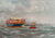 Picture "Hamburg Elbe in hazy weather with container ship" (2023)