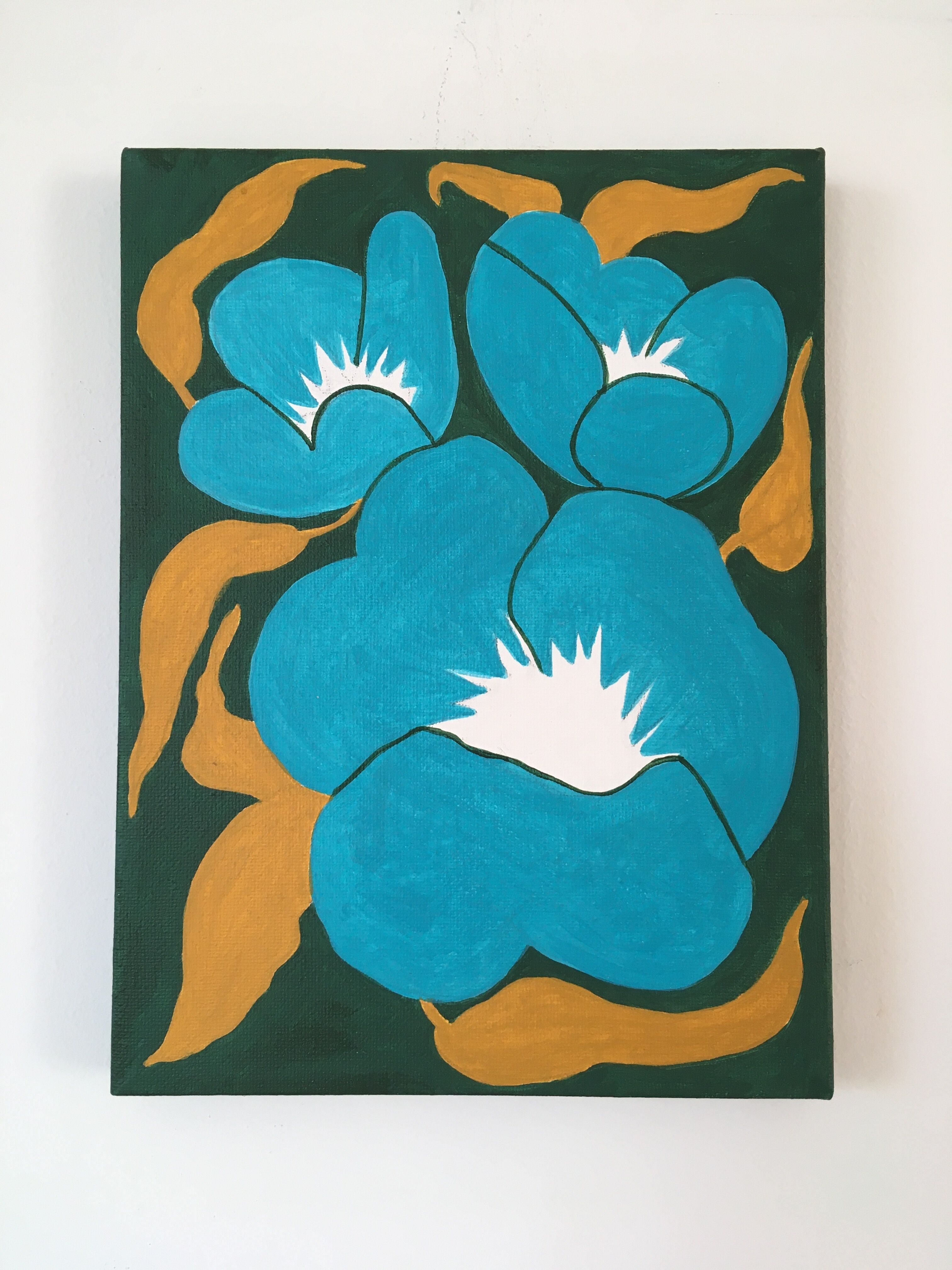 Picture "Set of three "Flowers in orange, pink and turquoise" (2023)