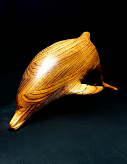Sculpture "Dolphin made of zebrano wood" (2022)