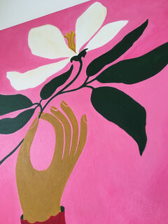 Bild "Hand mit weißer Blume" (2023)