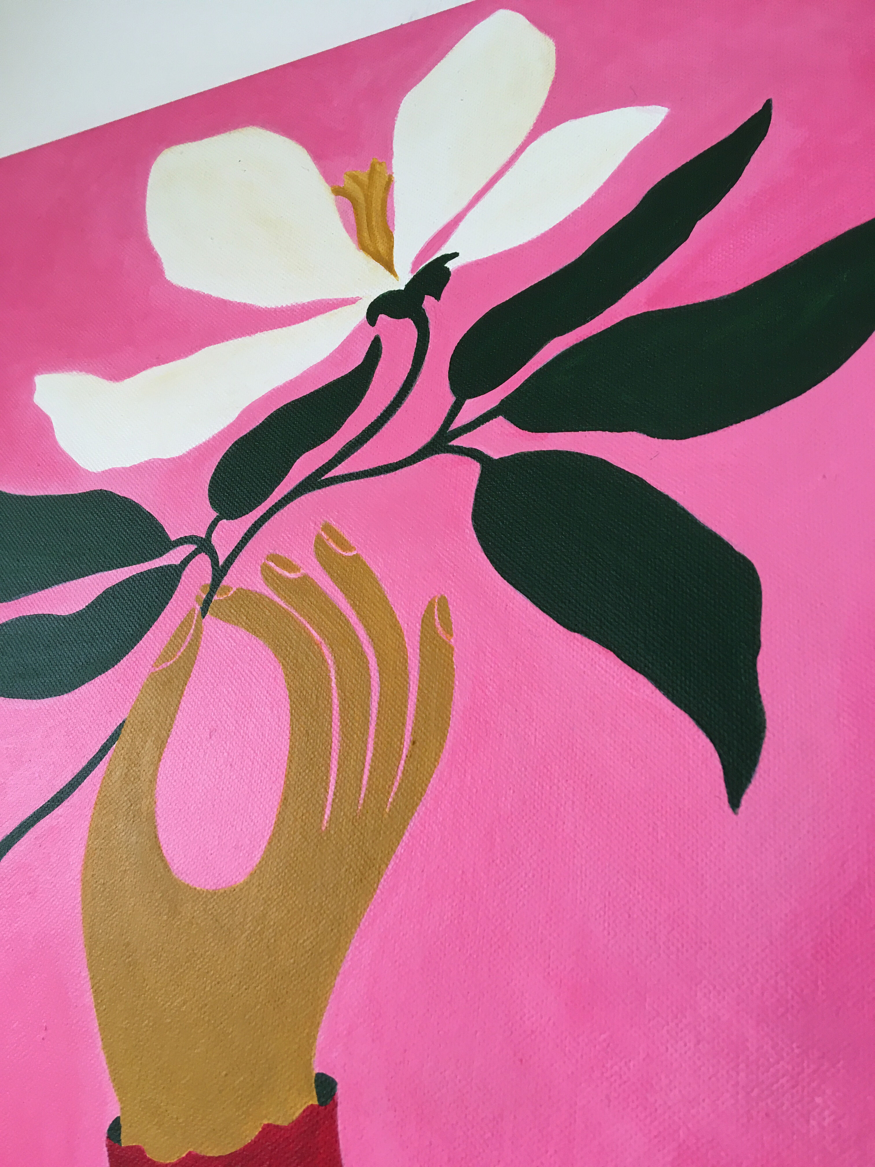Bild "Hand mit weißer Blume" (2023)