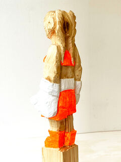 Sculpture "Boxer, neon orange and gold" (2024)